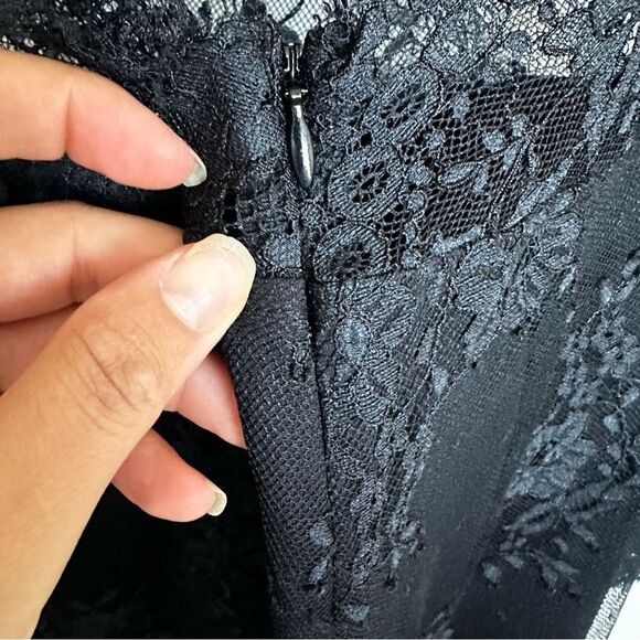 NBD Delilah Lace Long sleeve Sheer Overlay Mini BodyCon Sheath Dress - Picture 15 of 16